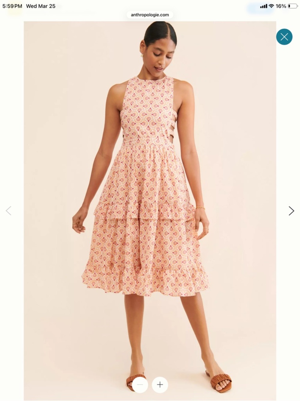 Anthropologie Love And Liberation Tiered Side-Cutout Dress - XL